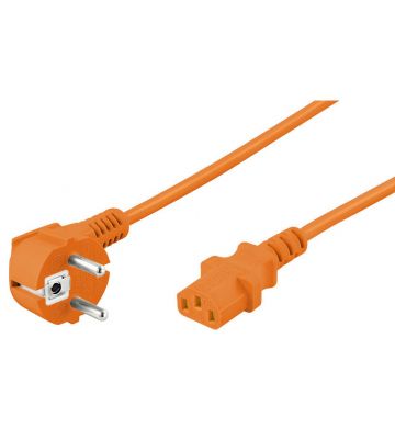 Power cable angled schuko to C13 3m orange