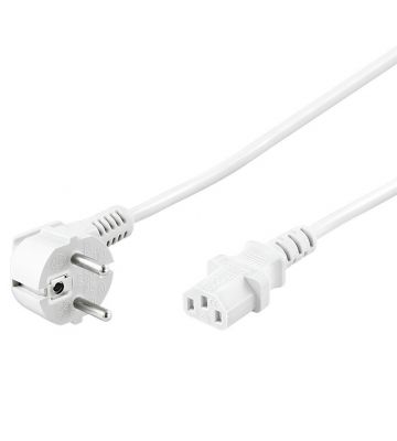 Power cable angled schuko to C13 3m white