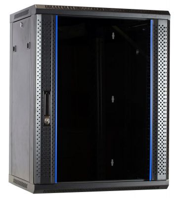 15U wall-mount server rack unassembled with glass door 600x450x770mm (WxDxH)