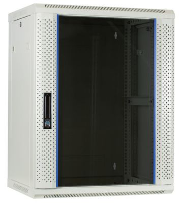 15U white wall mount rack with glass door 600x450x770mm (WxDxH)