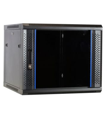 9U wall-mount server rack unassembled with glass door 600x600x500mm (WxDxH)
