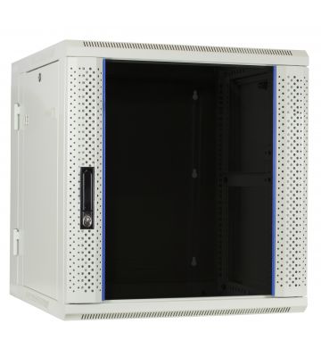 12U white wall rack (tilting) with glass door 600x600x635mm (WxDxH)