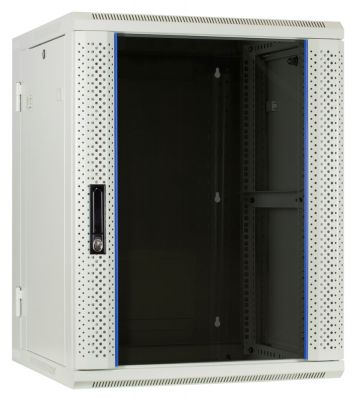 15U white wall mount rack (tilting) with glass door 600x600x770mm (WxDxH)