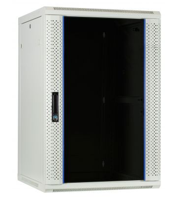 18U white wall mount rack with glass door 600x600x900mm (WxDxH)