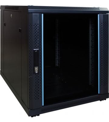 12U mini server rack with glass door 600x800x720mm (WxDxH)