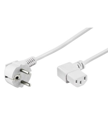 Power cord right-angled schuko to C13 3m white