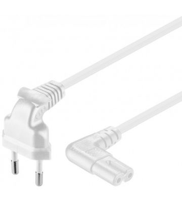 Power cord right-angled euro plug to C7 3m white