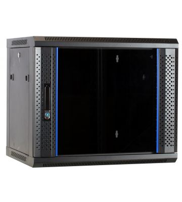 9U wall-mount server rack unassembled with glass door 600x450x500mm (WxDxH)