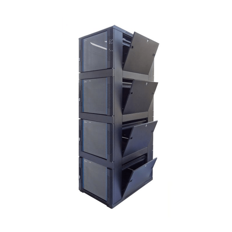 42U compartment server rack with glass frontdoor - 4x9U - 600x800x2000mm (WxDxH)