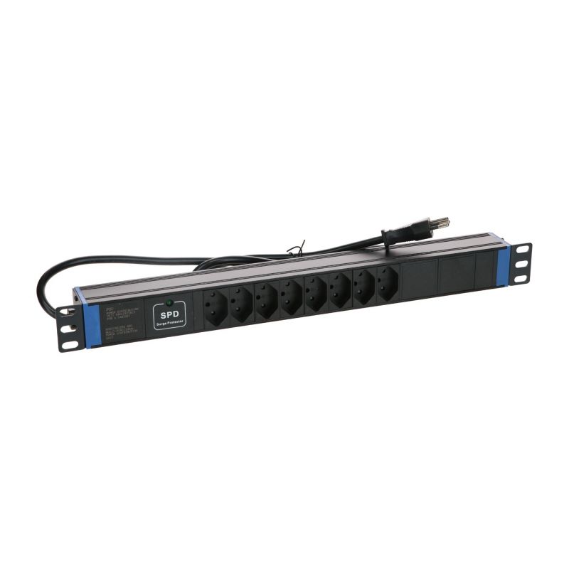 19 inch Swiss power strip with Master Overload - 8 sockets