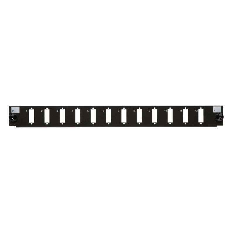 Interchangeable front LC/SC 12 port black quad/duplex